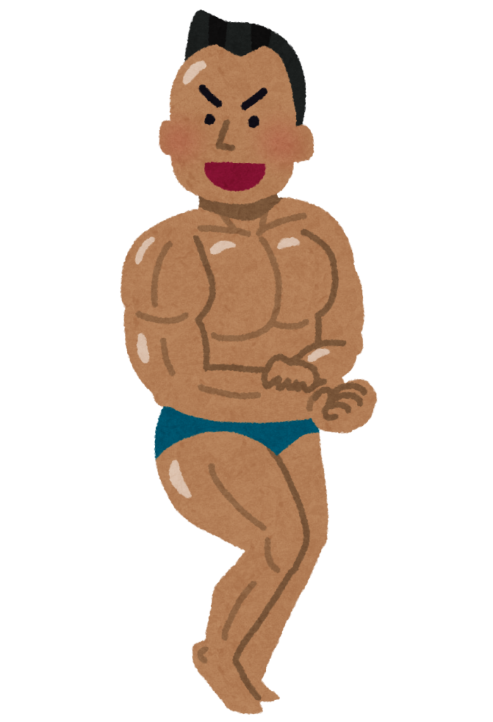 ボディビルダーがマッチョのポーズをとっているイラスト